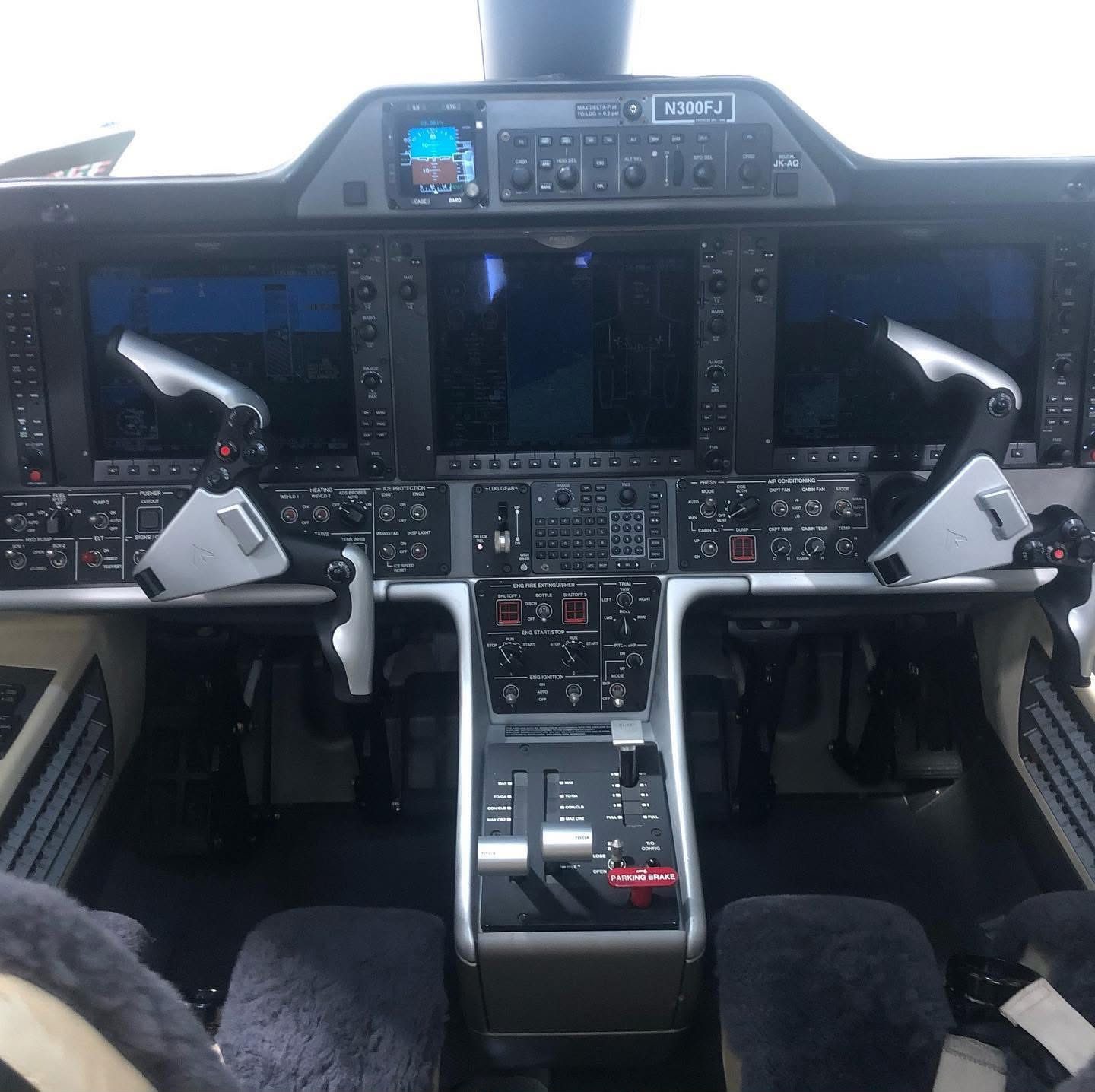 Detailed business jet cockpit