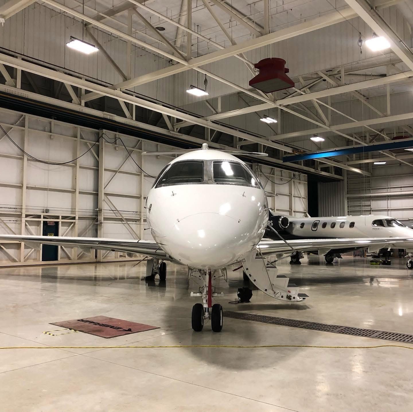 Private jet in a hangar after detailing by Avioera